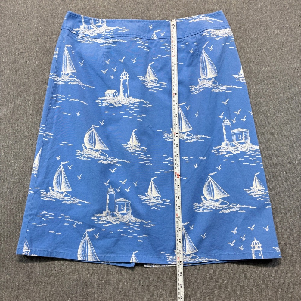 Pendleton Sail Away Blue Nautical Sailboat Cotton Stretch A-Line Skirt Size 14 - Picture 6 of 8